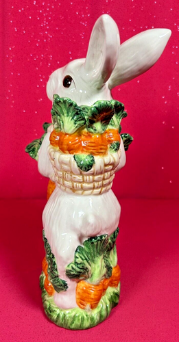 Standing 10.5" White Bunny Rabbit with Carrots Tabletop Figurine Easter & Spring - Picture 6 of 8