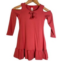 First Kiss Dark Dusty Pink Girls Cold Shoulder Dress Size S 4/5 VERY SOFT