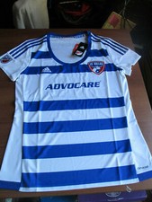 NWT Adidas MLC Womens ClimaCool FC Dallas S/S Replica Soccer Jersey Large WHITE