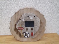Aufsteller Boothaus In Kreis Aus Holz/Metall Blau (B/H/T) 21X21X4Cm Deko Wohnen