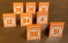 Rare Lot of 8 Whataburger Table Tent Tents Numbers 4/12/31/36/39/51/84/96 - GUC