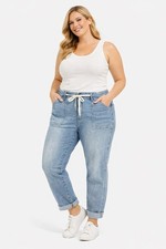JUDY BLUE jeans jogger blue plus 20W slim drawstring waist cuffed light wash