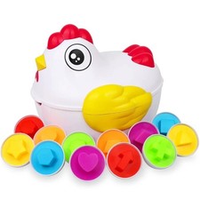 12 Matching Eggs Montessori Sensory Baby Toys Easter Eggs Chicken Colors Shapes