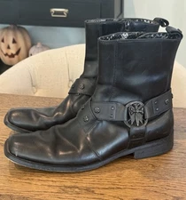Lounge By Mark Nason U Rock Studded Black Leather Boots Men’s Sz 9.5 Metal Cross
