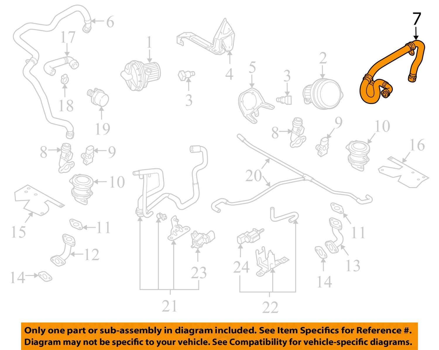 Audi R8 Spyder Left Side Secondary Air Pump Hose Pipe Line 2011 2012 OEM