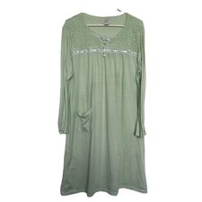 Lati Fashion Intimates Nightgown Long Sleeve Size XL Green With Pocket