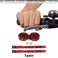 Bike Handlebar Tape Non-Slip Bicycle Handlebar Grip Tape Red Black 1 Pair