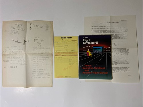 Flight Simulator II Tandy Color Computer 3 CC-FS2 Spielanleitung und Papiere