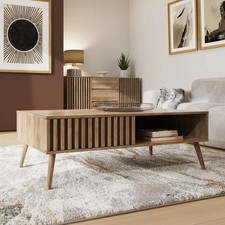 Rowan Coffee Table Storage Display Shelf Living Room Oak