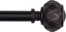 SZXIMU Extendable Curtain Pole 182–365cm Black Window Rod with Decorative Finial