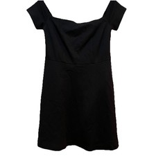 FREE PEOPLE Black Mambo Off-the-Shoulder Side Pockets LBD Mini Dress Sz S