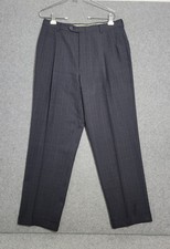 Austin Reed Wool Pleated Dress Pants Mens 34x29 Gray Brown Plaid Trousers Cuffed