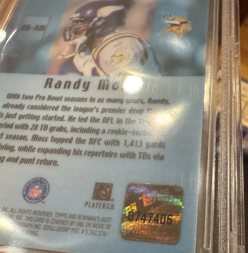 2000 Bowman’s Best Randy Moss 98 R.O.Y. Refractor Autograph Auto BGS 8/10 Pop1 - Image 4 of 4
