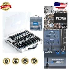 34pc Nut Driver Set Impact Driver Bits SAE Metric Deep Wing Tool Steel