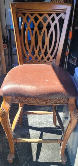 Classic Home Bar with Granite Top + 2 Matching Barstools - Image 3 of 3