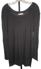 Duffy Cashmere blend blouse black women's size large knit lagenlook minimalist
