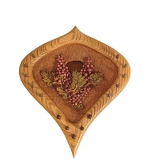 Vintage Deer Creek Design Wooden Door Harp Chime Grapes Heart Shaped W/ Origin 