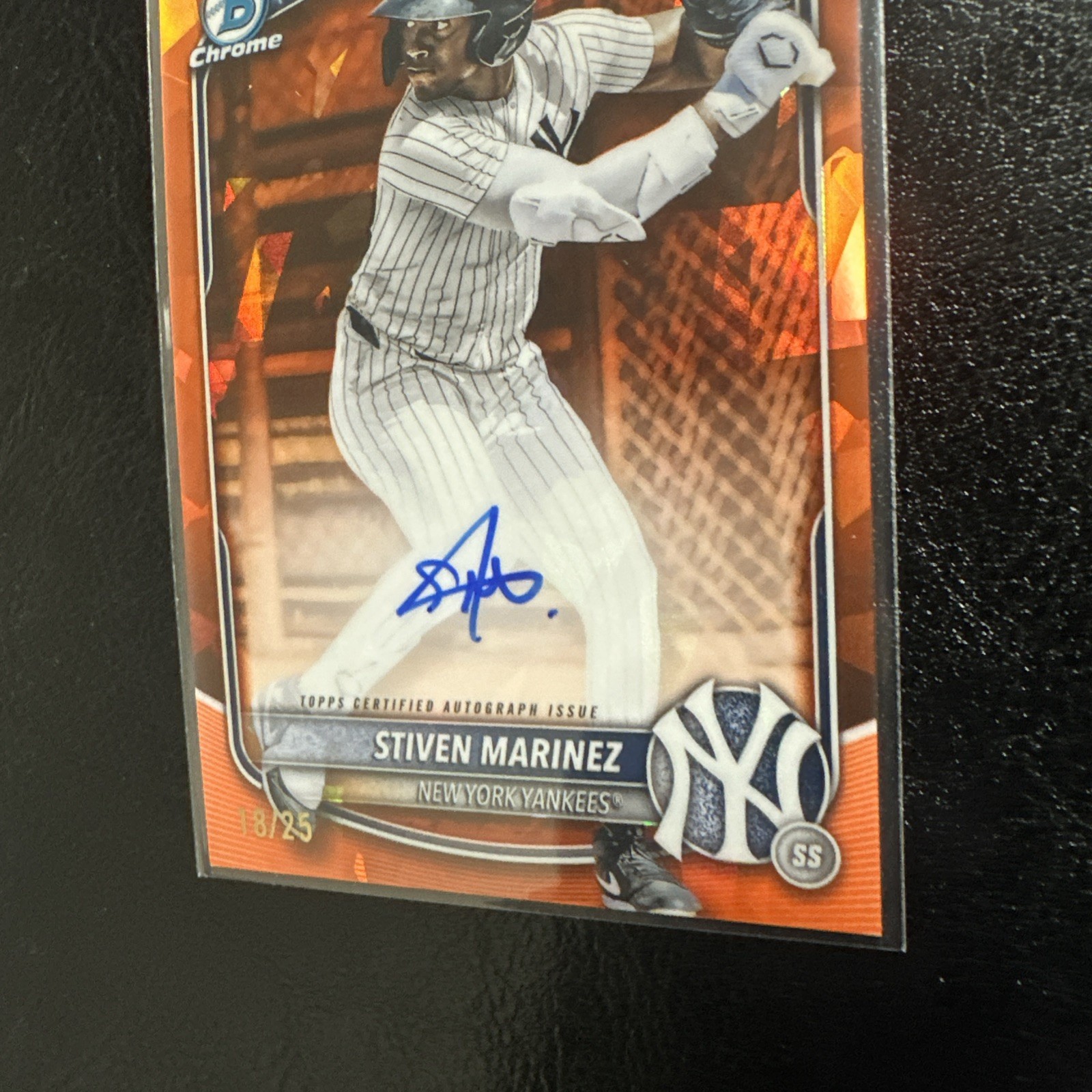 2025 Bowman Chrome 1st #CPSA-SM Stiven Marinez Sapphire Orange Auto /25