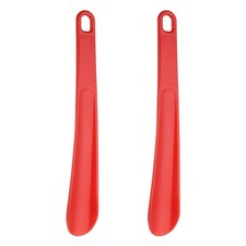 2pcs Shoe Horn 9.8" Plastic Straight Handle Shoe Helper Shoehorns, Red