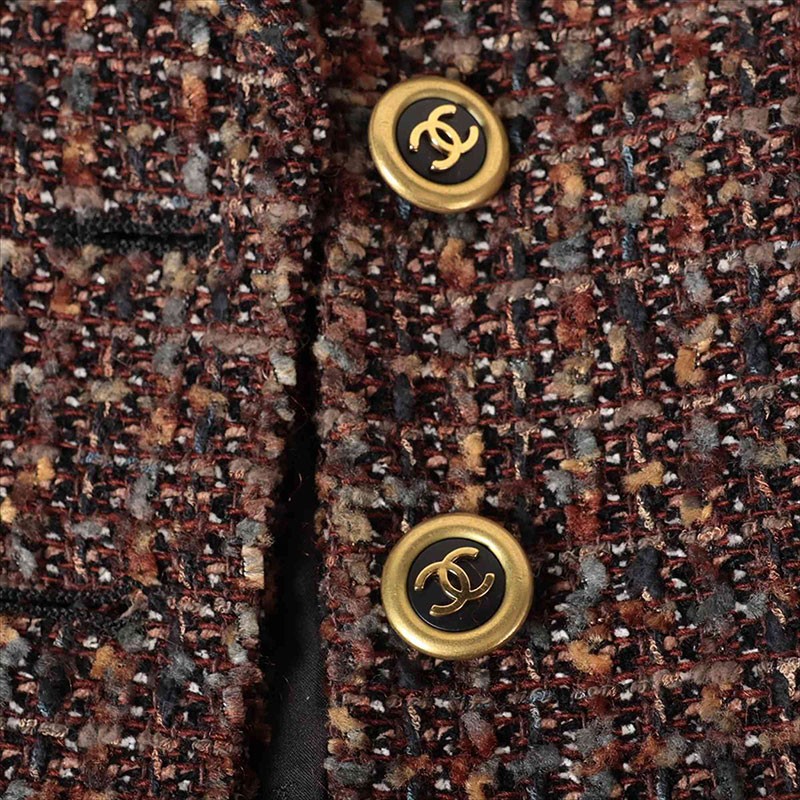 Authentic CHANEL COCO Button Wool x Rayon Jacket … - image 7