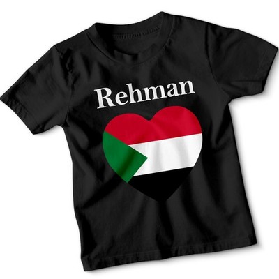 Personalisiertes Kinder-T-Shirt Sudan Fußball Nation Flagge Jungen und Mädchen Shirt