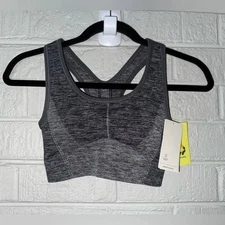 ALL IN MOTION Women’s Seamless Racer Midline Sport Bra Grey Size XS