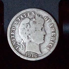 Old US 1916-S Barber Dime 90% Silver
