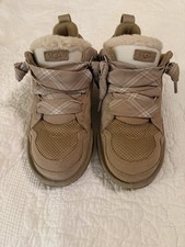 UGG Beige Mesh Lace Up Comfort Athletic Sneakers Shearling Lined Classic