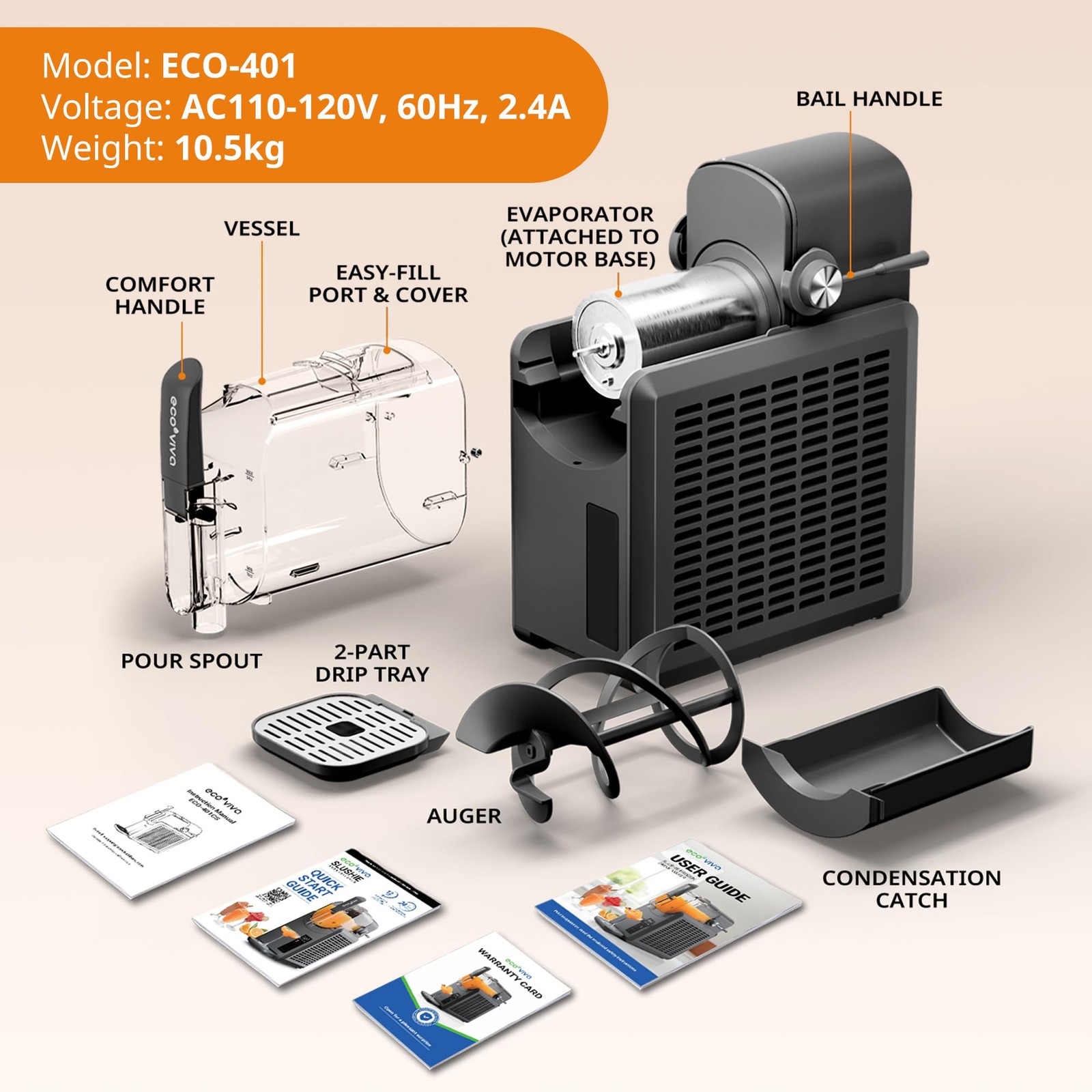 Ecoviva Slushie Machine 88 oz Color-Screen Slushy Machine, Professional Frozen
