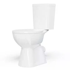 19 In. Rear Discharge Toilet 2-Piece 1.0/1.6 GPF Dual Flush round Toilet in Whit