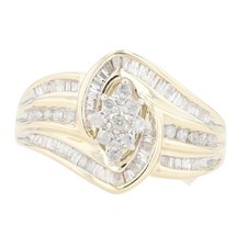 .44ctw Diamond Marquise Shaped Cluster Engagement Ring 10k Yellow Gold Size 7