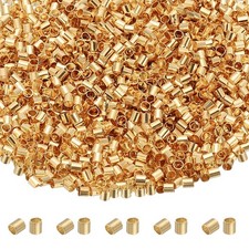 2000 Pcs Tube Crimp Beads, 2x2mm Crimp Beads for Jewelry Making, Light Gold