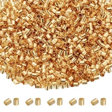 2000 Pcs Tube Crimp Beads, 2x2mm Crimp Beads for Jewelry Making, Light Gold