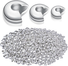 600pcs Silver Crimp Bead Knot Covers Metal Half Round Open Crimp Beads Knot Cove