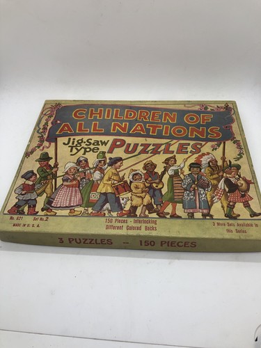 Children of All Nations vintage jig saw puzzle lot of 3 USA complete