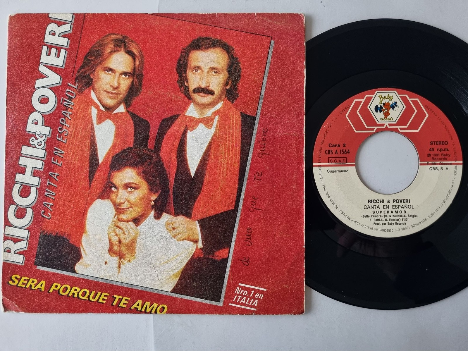 Ricchi e Poveri - Sera Porque Te Amo 7'' Vinyl Spain SUNG IN SPANISH
