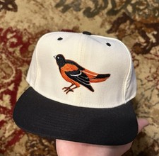 Vtg 90s Baltimore Orioles New Era Plain Logo Wool Blend MLB SnapBack Hat NOS