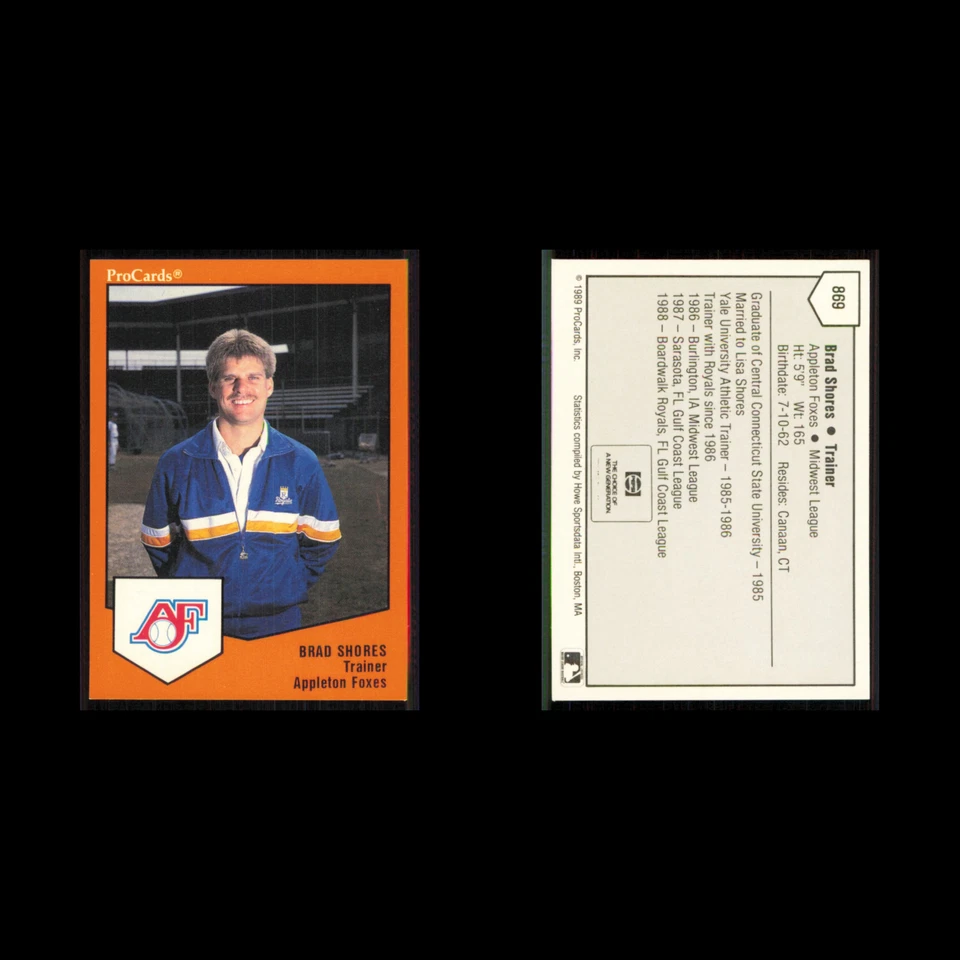 Brad Shores #869 1989 ProCards Minor League Team Sets Appleton Foxes Baseball NM - Image 3 of 3