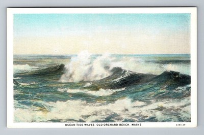 Old Orchard Beach ME-Maine, Ocean Tide Waves, Atlantic Ocean Vintage Postcard