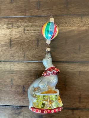 Christopher Radko ON THE NOSE Seal With Ball On Platform Circus *Damaged*