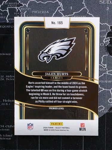 2024 Panini Select Football - Premier Level #165 Jalen Hurts - Picture 2 of 2