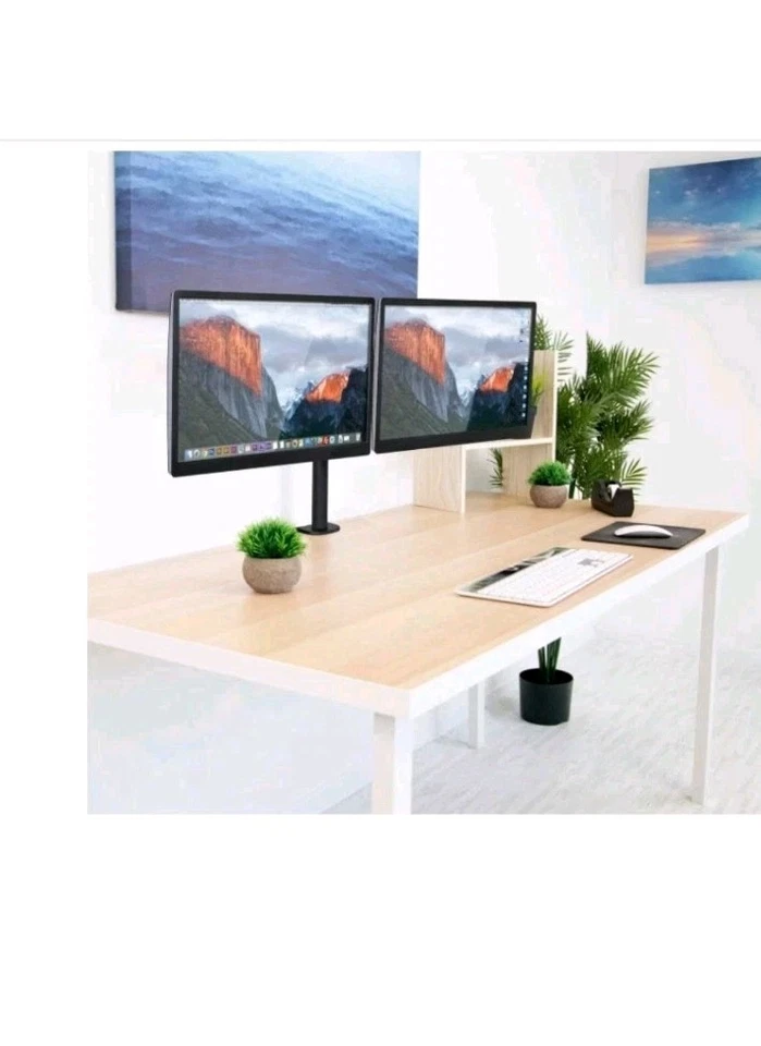 Dual Monitor Stand Adjustable Desk Mount Screen for Led LCD 13-27 in  - Image 4 of 4
