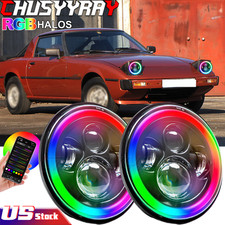 Fits 1990-1997 Mazda Miata Projector 7inch Round Led Headlight Rgb Angel Eye