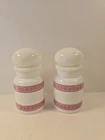 Vintage Set Of 2 Milk Glass Bubble Top Belgian Apothecary Jar Red/White Pattern