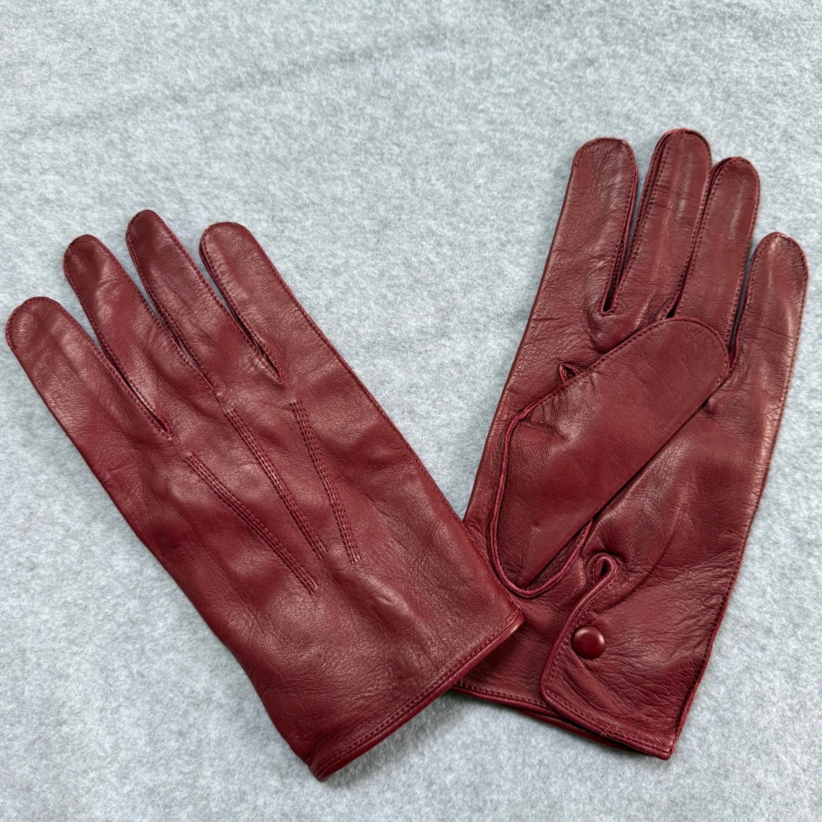 Guanti Christian Dior in pelle rosso bordeaux eleganti guanti da guida uomo taglia XL