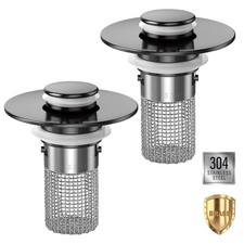 Bathroom Sink Drain Strainer, 2PCS Pop-up Sink Drain Strainer with Removable...