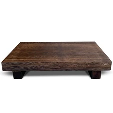 Wood Riser Rustic - Rectangular Pedestal Stand - Brown, 9 x 6 x 1.5 Inch