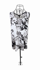 Simply Vera Vera Wang Black White Gray Floral Knit Shift Dress XL Scoop Neck Zip