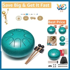 Malachite Steel Tongue Drum 6 Inch 8 Notes with Mallets & Case New