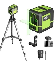 Weiddw 2 Lines Professional Laser Level with Tripod 360°Self Leveling Cross Gree